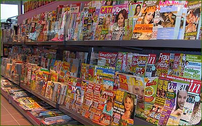 Großen Auswahl an Zeitschriften und Magazinen